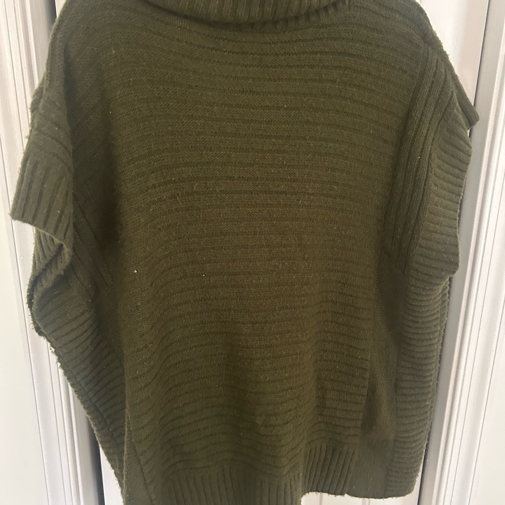 Cowl Neck Olive Green Knit Sweater Vest - Picture 2 of 2
